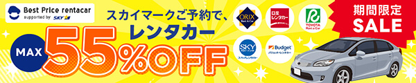 スカイマークご予約でレンタカー MAX55%OFF 期間限定SALE